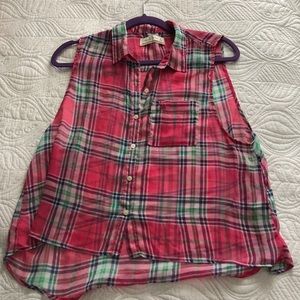 Abercrombie &Fitch Plaid Sheer Short Sleeve Shirt